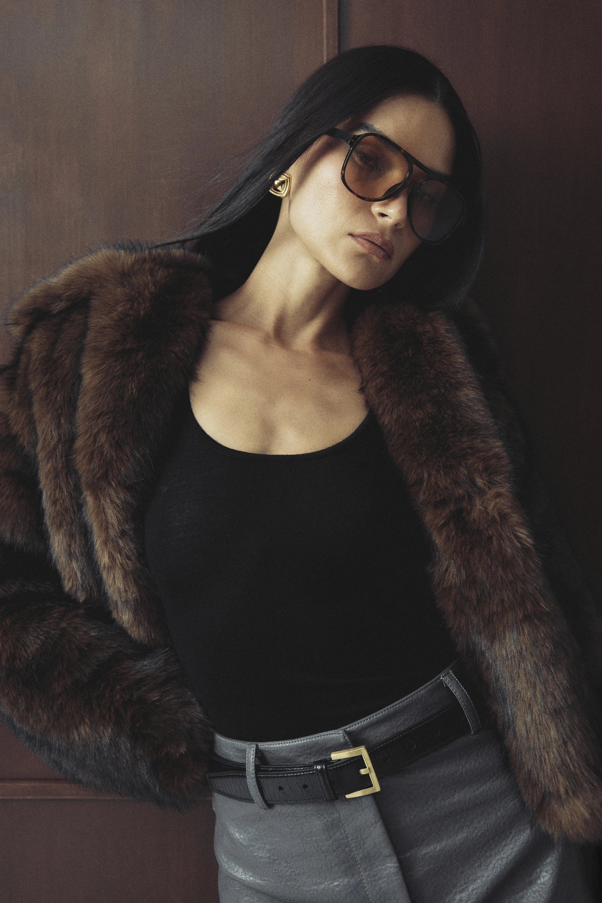 Miranda Jacket - Mossman | Plush Faux Fur Women's Brown Short Coat | Image 2