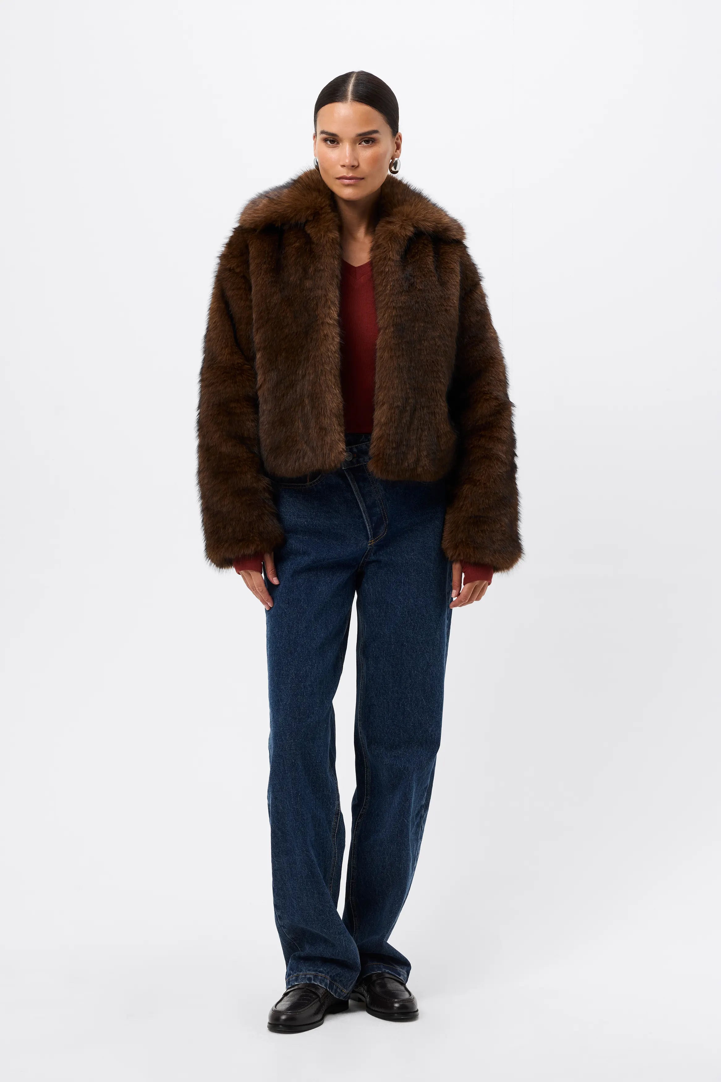 Miranda Jacket - Mossman | Plush Faux Fur Women's Brown Short Coat | Image 5