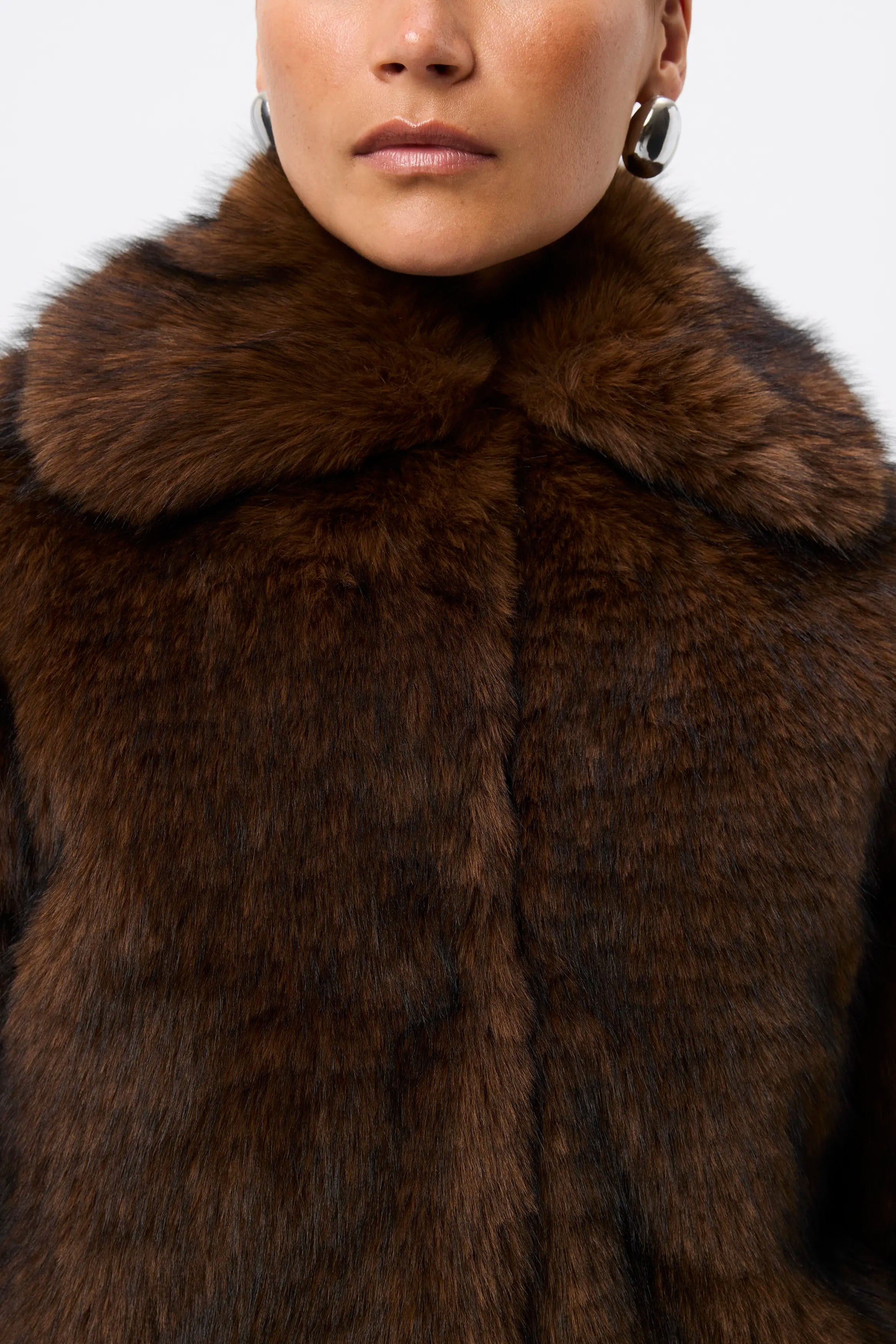 Miranda Jacket - Mossman | Plush Faux Fur Women's Brown Short Coat | Image 3