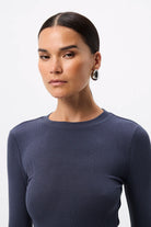 The Brooklyn Top - Mossman | Blue Ribbed Jersey Top | Image 5