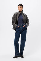 The Brooklyn Top - Mossman | Blue Ribbed Jersey Top | Image 3