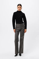Carter Cardigan - Mossman | Black Crocodile Texture Knit Top | Image 4
