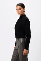 Carter Cardigan - Mossman | Black Crocodile Texture Knit Top | Image 6