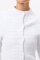 Carter Cardigan - Mossman | White Crocodile Texture Knit Top | Image 3