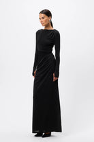 Lure Maxi Dress - Mossman | Black Mesh Panelled Long Sleeve Dress | Image 4