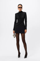 Lure Mini Dress - Mossman | Tailored Mesh Panel Little Black Dress | Image 1