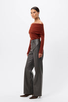 Maine Off Shoulder Merino Top - Mossman | Red Women's Knit Top | Image 3