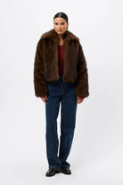 Miranda Jacket - Mossman | Plush Faux Fur Women's Brown Short Coat | Image 5
