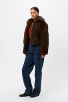 Miranda Jacket - Mossman | Plush Faux Fur Women's Brown Short Coat | Image 8