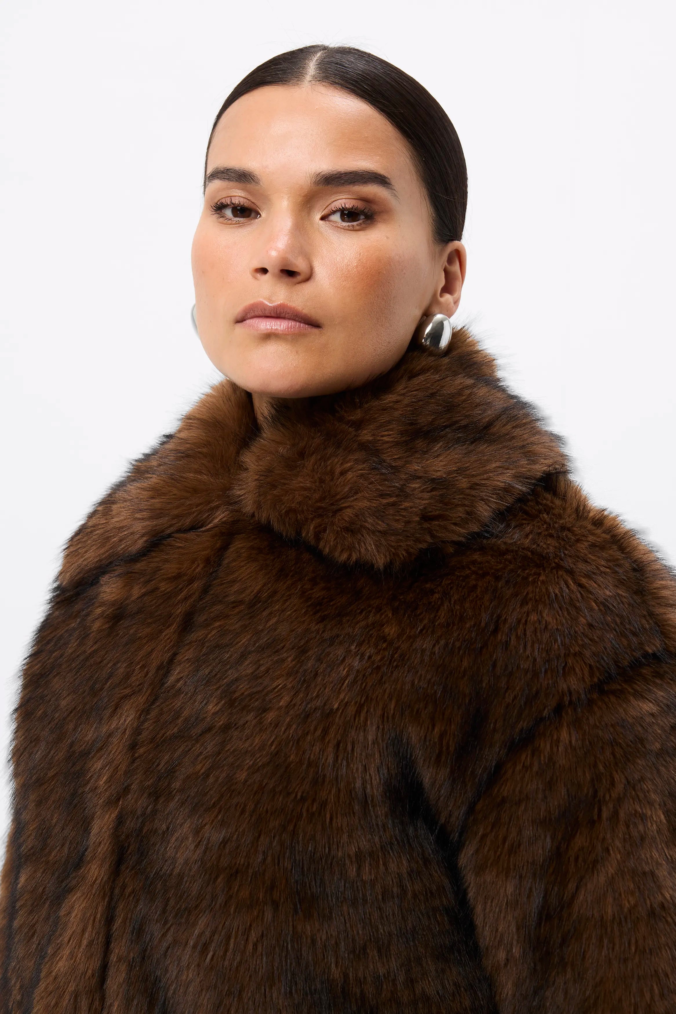 Miranda Jacket - Mossman | Plush Faux Fur Women's Brown Short Coat | Image 6