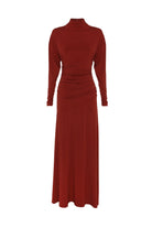 On & On Maxi Dress - Mossman | Red Stretch Jersey Long Sleeve Dress | Ghost Image