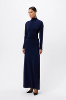 On & On Maxi Dress - Mossman | Navy Stretch Jersey Long Sleeve Dress | Image 7