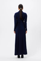 On & On Maxi Dress - Mossman | Navy Stretch Jersey Long Sleeve Dress | Image 8